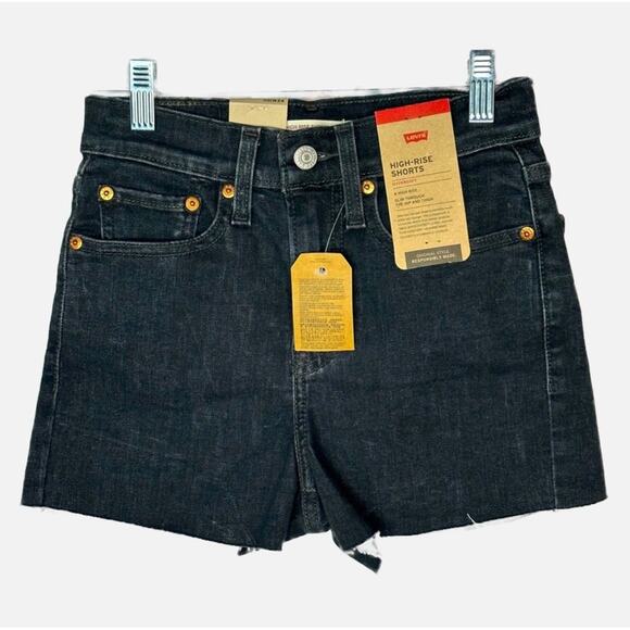 NWT Levi’s High Rise Denim Shorts - BLACK - Picture 1 of 6